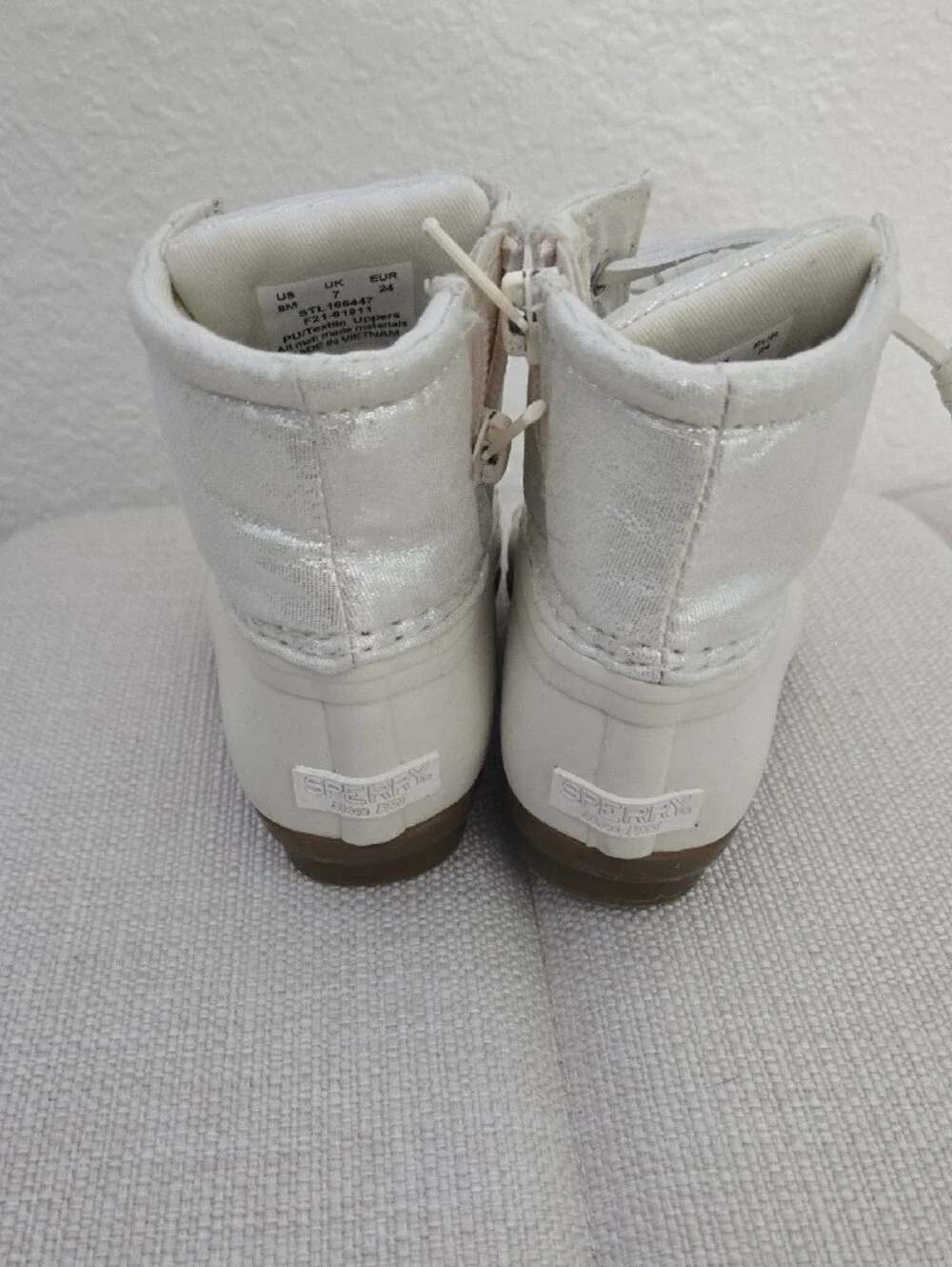 Sperry Kids Cream White Waterproof Duck Boots